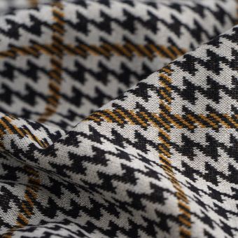 Tissu jersey polyester pied de coq beige