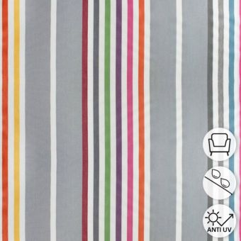 Tissu outdoor déperlant anti-uv gris rayé multico 150 cm