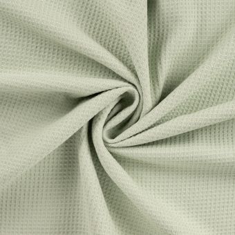 Tissu éponge nid d'abeille verso bouclette uni vert amande