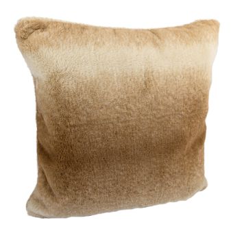 Housse de coussin fausse fourrure marron 40x40cm