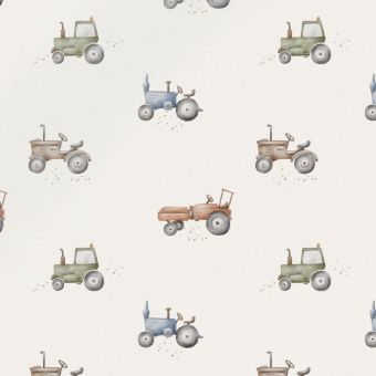 Tissu Coton Tracteurs Vintage, coupon 1m x laize (155cm)