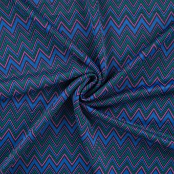 Maille jacquard imprimée vague zig zag seventies rose