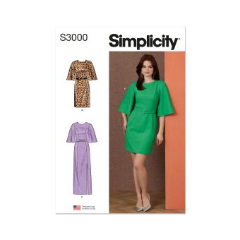 Patron simplicity s3000.bb - robe en trois longueurs pour femmes 48-56