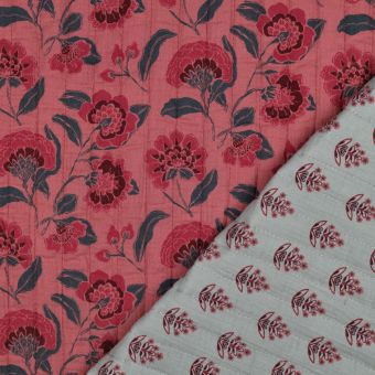 Tissu matelassé double gaze 2 motifs Indien