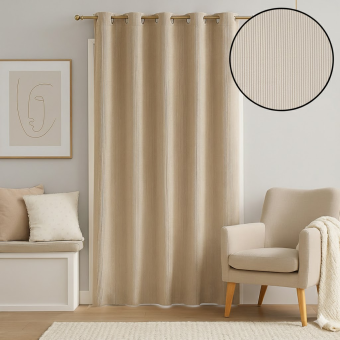 Rideau Sydney thermique velours côtelé écru 138x260 cm