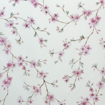 Tissu popeline coton imprimé fleur japonaise rose