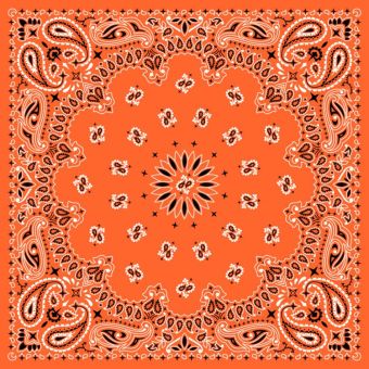 Tissu Satin de Coton Bandana Paisley 34 Clementine Carré, coupon 1m x laize (160cm)