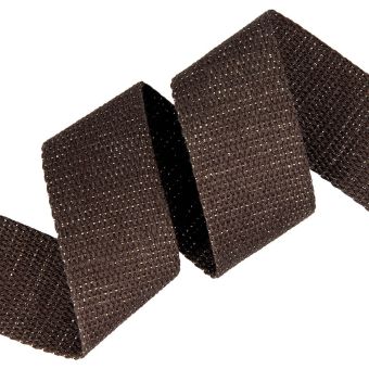 Sangle coton marron avec trame lurex or 30 mm
