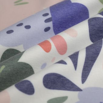 Tissu molleton grande fleur pastel
