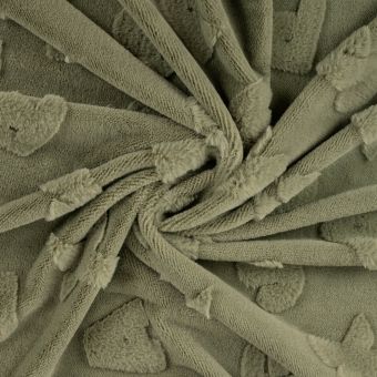 Tissu douillette fleurs relief vert