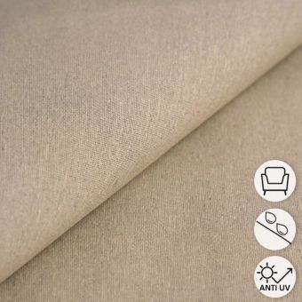 Tissu toile unie Polyskin uni chiné beige anti uv déperlant