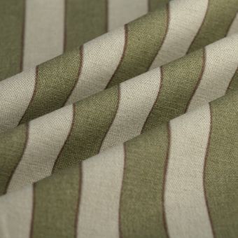 Tissu bachette lin coton rayure kaki 