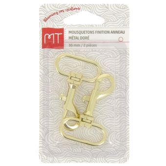 Mousqueton finition anneau en métal 30 mm 2 pcs or