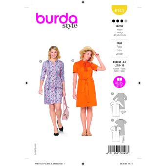 Patron Burda 6143 robe du 34 au 44
