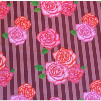 Gabardine/Rose Garden/ Rayures vieux rose marron