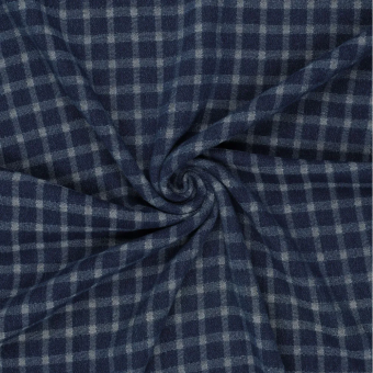 Tissu jacquard denim motif carreaux bleu