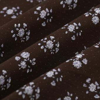 Tissu popeline coton aubépine marron
