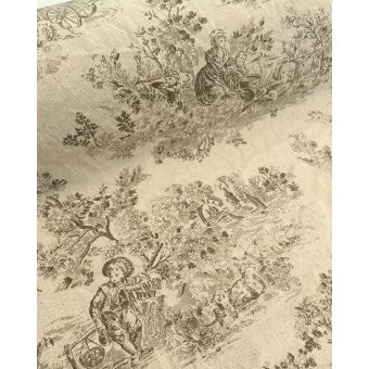 Tissu Toile de Jouy 100% Coton Effet Lin Gabrielle Sable