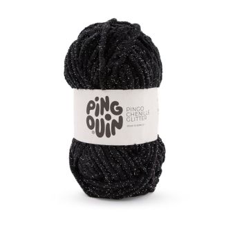 Pelote de fils à tricoter Pingo Chenille glitter noire - Pingouin