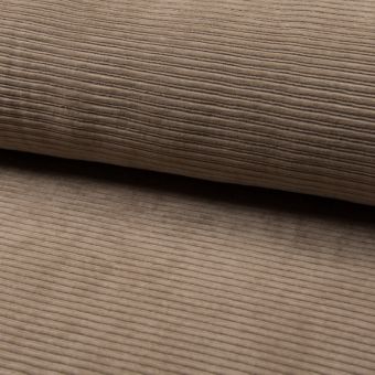 Maille jersey côtelée unie taupe