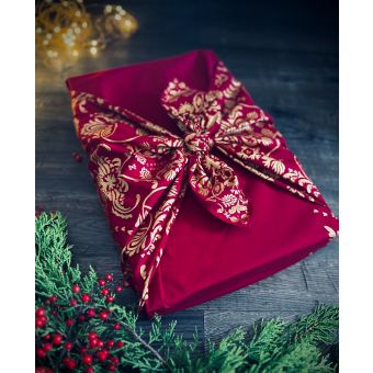 Emballage Réutilisable Furoshiki Pack Famille 3pcs Coton : Mystérieux Rouge Bordeaux