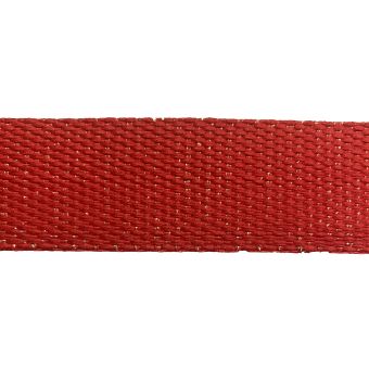 Sangle polyester rouge lurex doré 30 mm