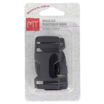 Boucles à ouverture rapide noires en plastique 25 mm