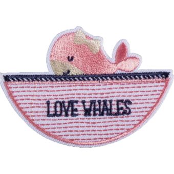 Écusson love baleine rose