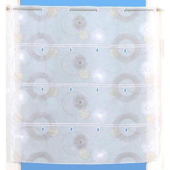 Voilage modulable brodé cercles 90 cm