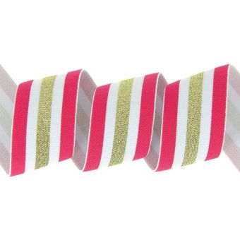 Élastique à bandes lurex rose 40 mm