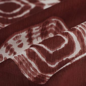 Tissu voile coton tie dye Losange brun