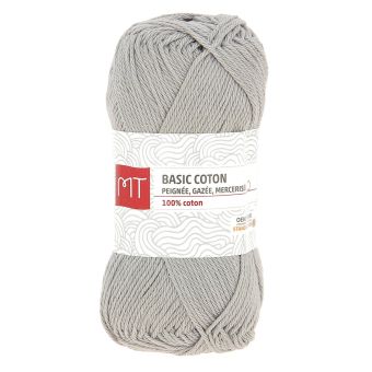 Pelote de fil à tricoter MT Basic coton gris perle