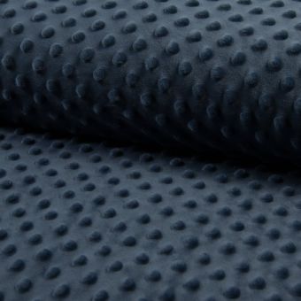 Tissu polaire minky Minnie pois uni bleu jean foncé