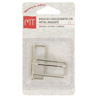 Boucle à coulisse en métal 40mm argent x2