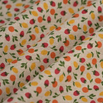 Tissu bachette linen look fraises