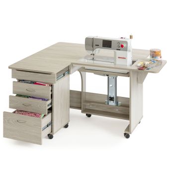 Table de couture : "Quilter's dream" : couleur  chêne gris : 127x53.5x76 cm