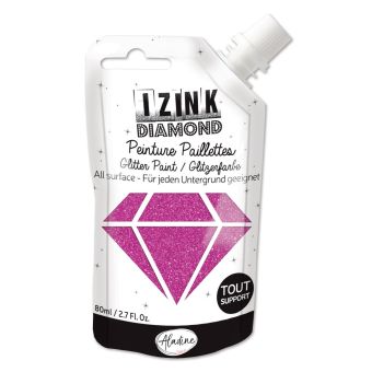Peinture textile 3D paillettes izink diamond fushia 80 ml
