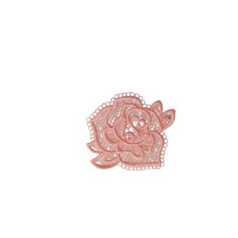 Lot de 3 écussons thermocollants en dentelle 3,5cm x3,5cm rose rose