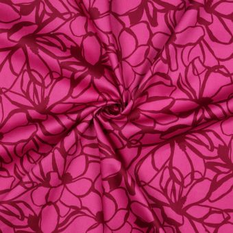 Tissu satin de coton Magnolia rose et magenta - Nerida Hansen