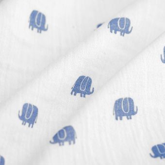 Tissu lange imprimé éléphants bleus
