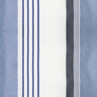 Tissu outdoor déperlant anti-uv bleu rayé blanc et marine 150 cm