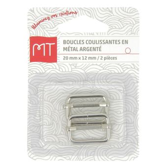  Boucles coulissantes argentées 20 mm