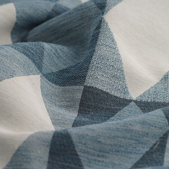 Tissu jacquard triangles bleu