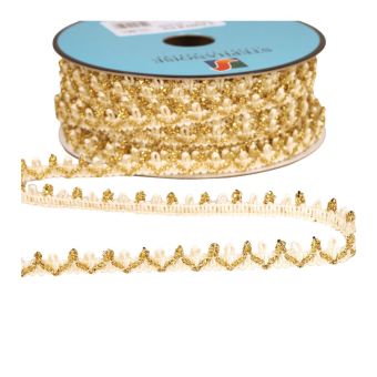 Bobine 25m galon bouclettes métalliques 10mm ecru