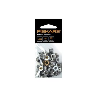 Lot de 120 oeillets ronds de 3.2 mm à 4.8 mm - Fiskars