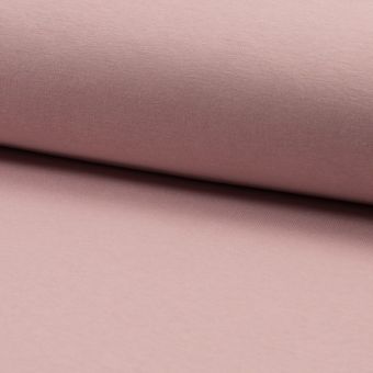 Maille bord-côte coton bio unie rose clair