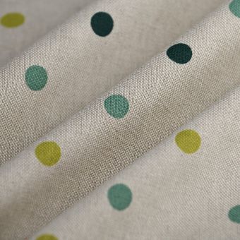 Tissu bachette linen look pois vert 