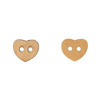 Lot de 6 boutons en bois découpé coeur 16mm x 18mm