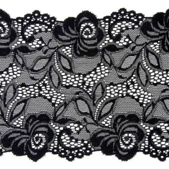 Dentelle nylon extensible 150mm  noir
