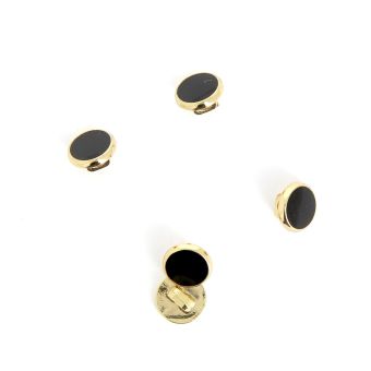 Boutons à queue noir contour doré 11 mm